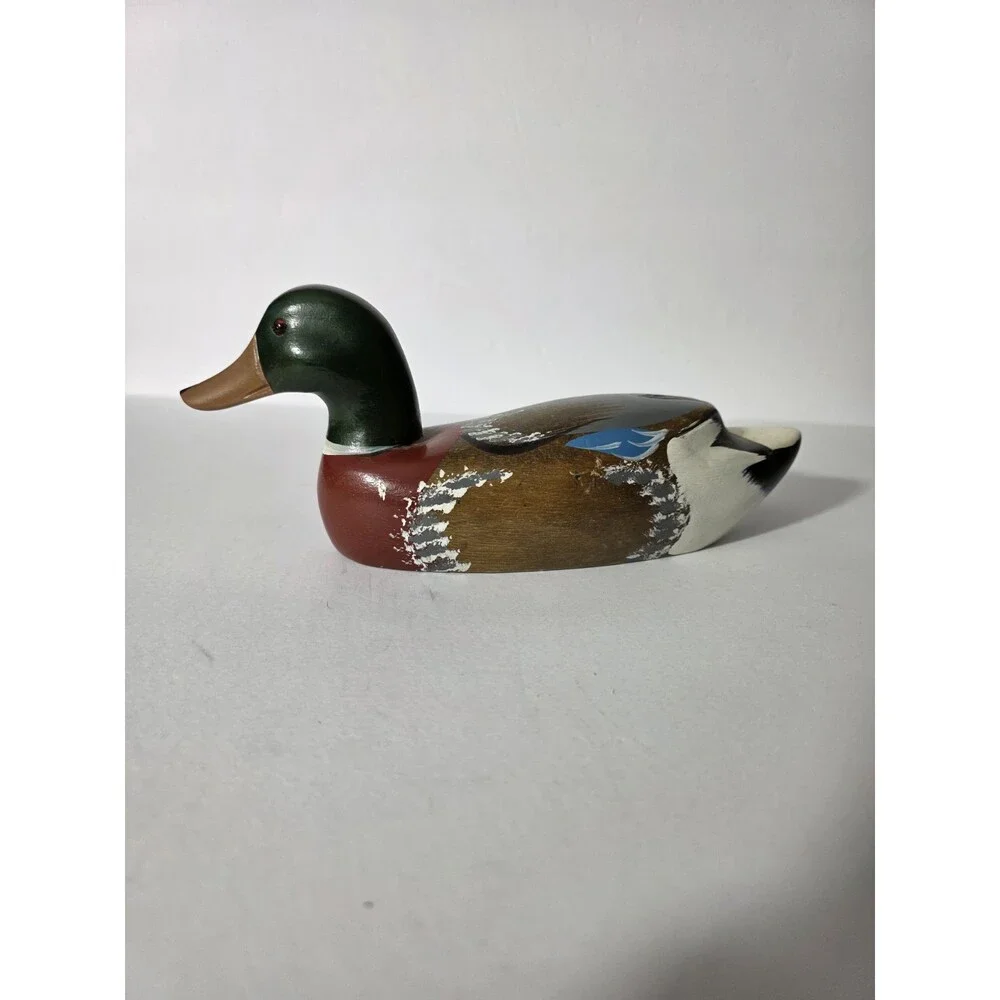 ​Vintage Hand-Carved Wooden Mallard Duck Decoy - 10
